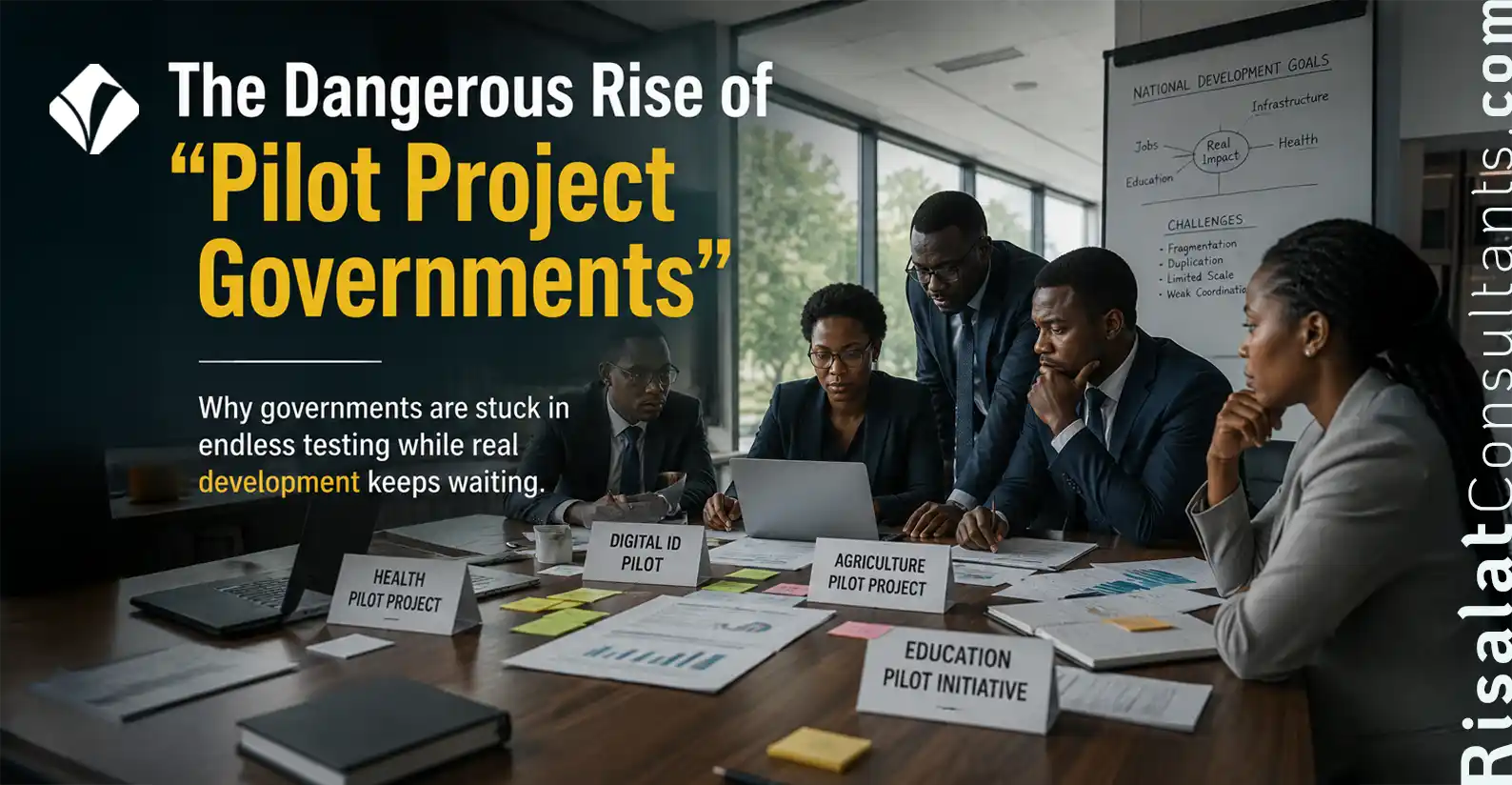 Government officials reviewing multiple pilot projects that failed to scale into national development programs.